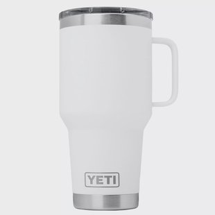 Yeti Rambler Travel Mug 30oz Stronghold Lid, White, thermos reismok met deksel, 887 ml