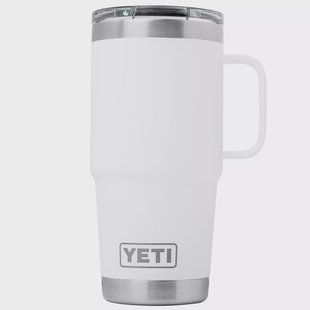 Yeti Rambler Travel Mug 20oz Stronghold Lid, White, thermos reismok met deksel, 591 ml