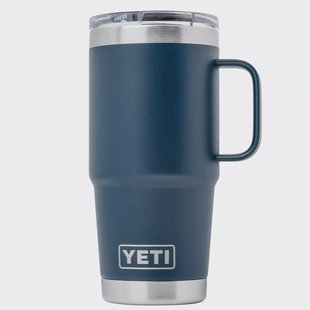 Yeti Rambler Travel Mug 20oz Stronghold Lid, Navy Blue, thermos reismok met deksel, 591 ml