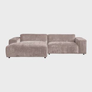 by fonQ Chunky Hoekbank met Chaise Longue Links - Rib - Taupe