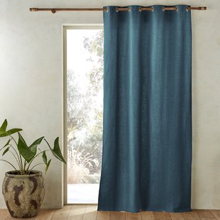 Linnen gordijn gevoerd met katoen met oogjes Colin