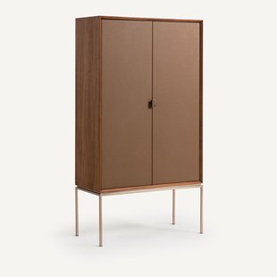 Kast van notenhoutfineer en leer, Delina