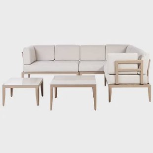 Beliani - RIMA III - Loungeset voor 6 - Lichtbeige - Aluminium