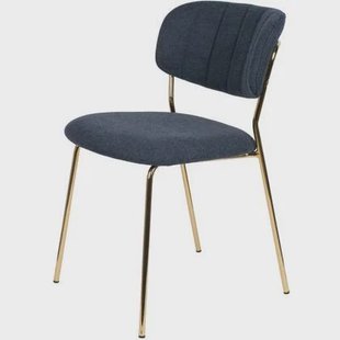Puur - Viken eetkamerstoel stof donkerblauw - goud onderstel