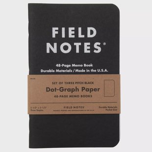 Field Notes Pitch Black Memo Book FN-33 Dot-Graph 3-Pack, notitieboekjes