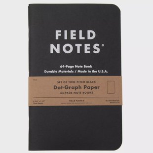 Field Notes Pitch Black Notebook FN-35 Dot-Graph 2-Pack, notitieboekjes