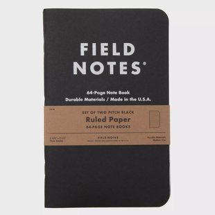 Field Notes Pitch Black Notebook FN-36 Ruled 2-Pack, notitieboekjes
