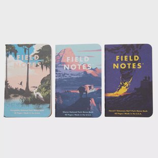 Field Notes National Parks FNC-43f Graph 3-Pack F Glacier Hawai'i Volcanoes Everglades, notitieboekjes