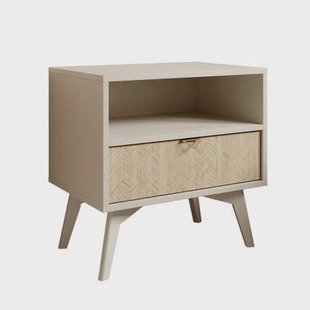 Meubella - Nachtkastje Essence - Beige - Licht eiken