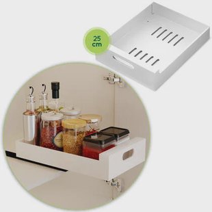 XIVADA Keukenkast organizer - Schuiflade - Aluminium - 25 cm - Wit XIVADA Keukenkast organizer - Schuiflade - Aluminium - 25 cm - Wit