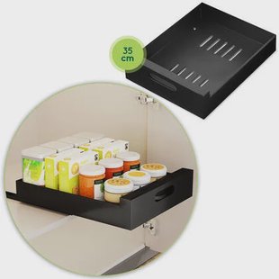 XIVADA Keukenkast organizer - Schuiflade - Aluminium - 35 cm - Zwart