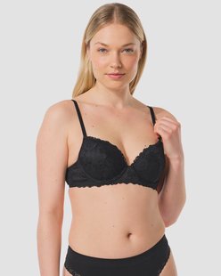 HEMA Voorgevormde kanten bh met beugel zwart (zwart)
