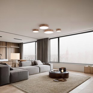 TEMAR LIGHTING Plafondlamp Cleo DR800, eikenhout, Ø 80 cm, 6-lamps, E27