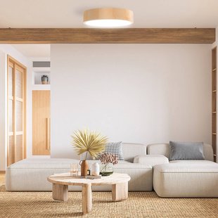 TEMAR LIGHTING Plafondlamp Cleo DR800, grenenhout, Ø 80 cm, 6-lamps, E27