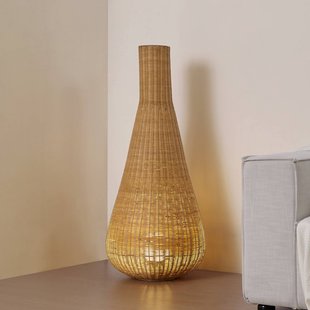 Lucande vloerlamp Takeo, rotan, hoogte 115 cm, E27