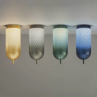 OLEV LED plafondlamp Curuba, blauw, glas, hoogte 40 cm, 2.700 K