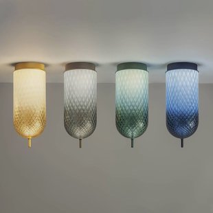 OLEV LED plafondlamp Curuba, grijs, glas, hoogte 40 cm, 2.700 K