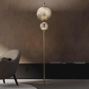 OLEV LED vloerlamp TERRA&LUNA, bruin, metaal/glas 184 cm 927