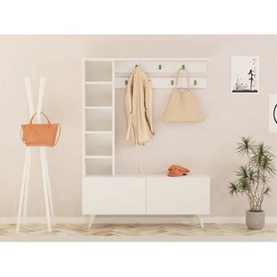 Giga Meubel - Garderobemeubel Wit Hout - 120x32x161,8cm - Bahar