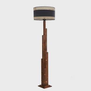 Giga Meubel - Vloerlamp Zwart|Walnoot Rotan - 45x45x165cm - Kule