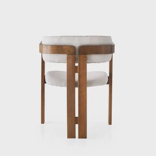 Giga Meubel - Eetkamerstoel Walnoot - Wit|Linnen - Cozy