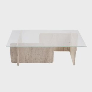 Giga Meubel - Salontafel Glas|Travertinlook - 105x65x30cm - Flavio Giga Meubel - Salontafel Glas|Travertinlook - 105x65x30cm - Flavio