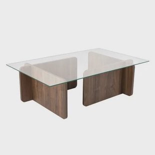 Giga Meubel - Salontafel Glas|Walnoot - 105x65x30cm - Flavio