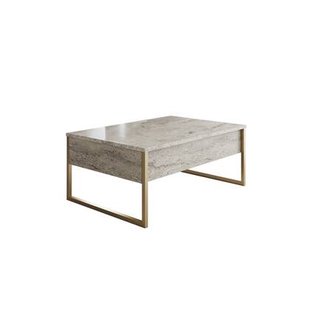 Giga Meubel - Salontafel Travertinlook|Goud - 90x60x40cm - Luxe