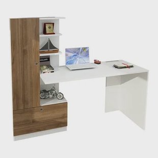 Giga Meubel - Bureau Wit|Walnoot - 149,5x61,8x120cm - Domingos
