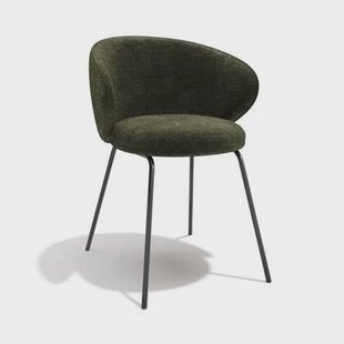 Set van 2 kaki fluwelen stoelen met zwarte poten