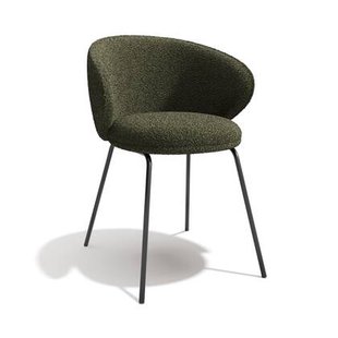 Set van 2 kaki bouclette stoelen met zwarte poten Set van 2 kaki bouclette stoelen met zwarte poten