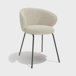 Set van 2 crèmekleurige bouclette stoelen met zwarte poten