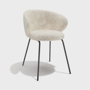 Set van 2 fluwelen stoelen met crèmekleurige structuur en zwarte poten