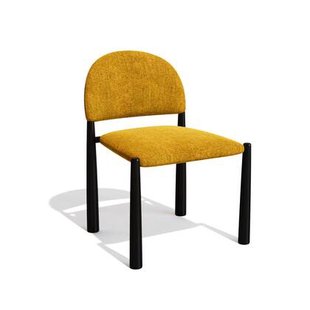 Set van 2 fluwelen stoelen met mosterdtextuur en zwarte poten