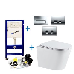 Toiletset UP100 Set 23 Turbo Flush Met Softclose Zitting Wit Met Delta Drukplaat