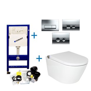 Geberit up100 Toiletset RapoWash Luxe 2.0 By Geberit | Met Bidetspoeler | Delta Drukplaat