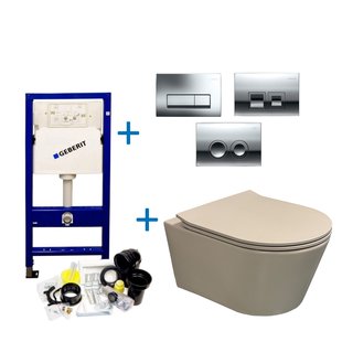 Geberit up100 Toiletset BWS Calitri Urb.y | Rimfree Compact | Mat Beige | Delta Drukplaat