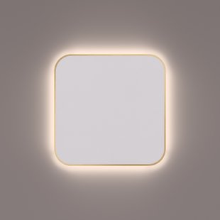 Toiletspiegel Hipp Design SPM T06 Rechthoek 35x35 cm Met Afgeronde Hoeken En Verlichting Messing
