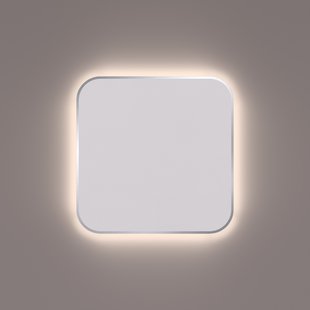 Toiletspiegel Hipp Design SPM T06 Rechthoek 35x35 cm Met Afgeronde Hoeken En Verlichting Gepolijst RVS