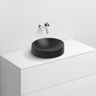 Vale wastafel ø41 cm, zonder kranenbank, mat zwart keramiek