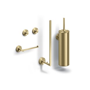 Flat toilet accessoireset, goud geborsteld PVD