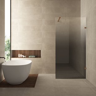 Inloopdouche Rechts Wiesbaden Less 80x200 cm 8 mm Nano Spiegelrook- naar Helder Glas Geborsteld Brons Koper