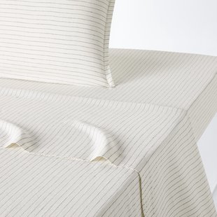 Plat laken in gewassen linnen, gestreept, Linot