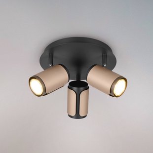 Trio Lighting Plafondspot Gillan, coffee, 3-lamps, rond, metaal, GU10