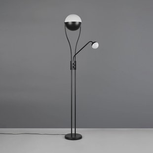 Trio Lighting LED vloerlamp Chris, zwart, metaal, leeslamp, dimmer