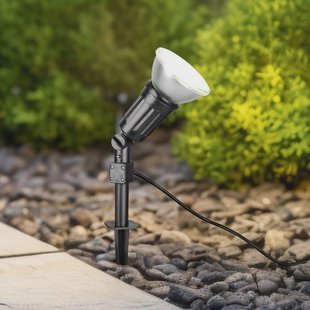 Reality Leuchten Buitenspot Caceres, zwart, kunststof, IP44, kantelbaar