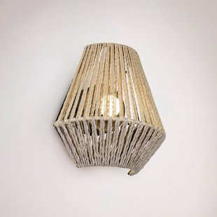 Reality Leuchten LED wandlamp op accu Lira, bruin, papiergaren, touch, H 19 cm