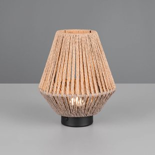 Reality Leuchten LED tafellamp op batterijen Lira, bruin, papiergaren, hoogte 22 cm