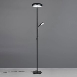 Reality Leuchten LED vloerlamp Palermo, zwart mat, afstandsbediening, geheugen