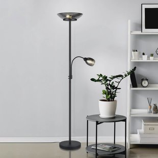 Reality Leuchten Vloerlamp Gerry, zwart mat, metaal, hoogte 180 cm